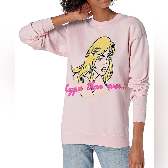 Billie Eilish Official Au Revoir Happier Than Ever Pale Pink Crewneck Sweatshirt - Picture 2 of 7